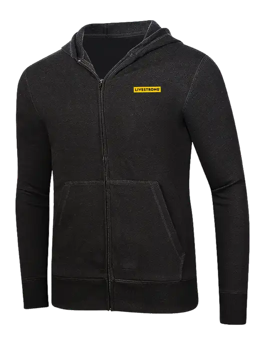 Full-Zip Black Heavyweight Hooded Sweatshirt w/LIVESTRONG Logo