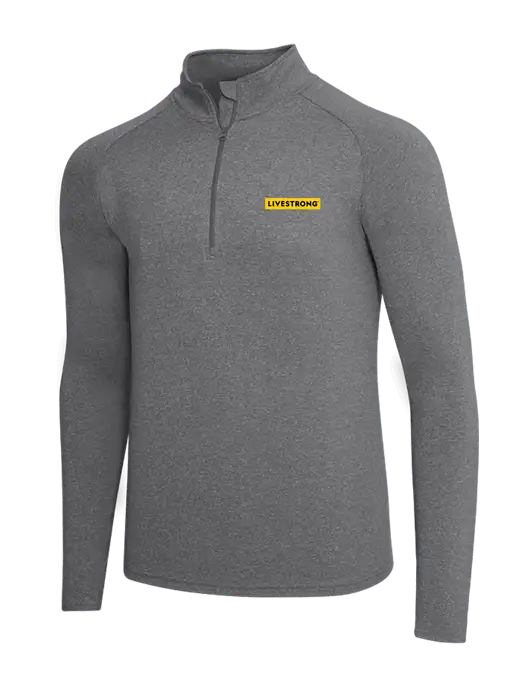 Dark Grey Heather Sport Wick Stretch 1/4 Zip Pullover w/LIVESTRONG Logo