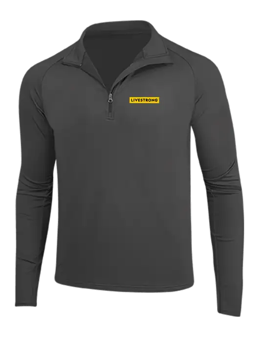 Charcoal Grey Sport Wick Stretch 1/4 Zip Pullover w/LIVESTRONG Logo