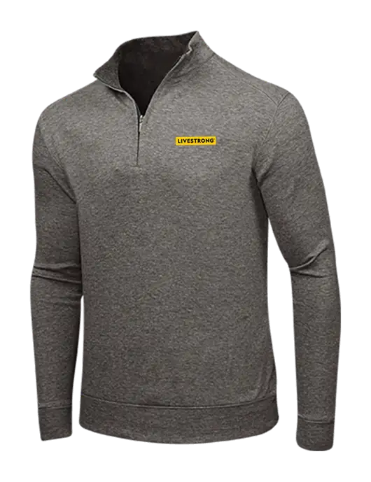 Charcoal Heather/Medium Heather Grey Interlock 1/4 Zip w/LIVESTRONG Logo
