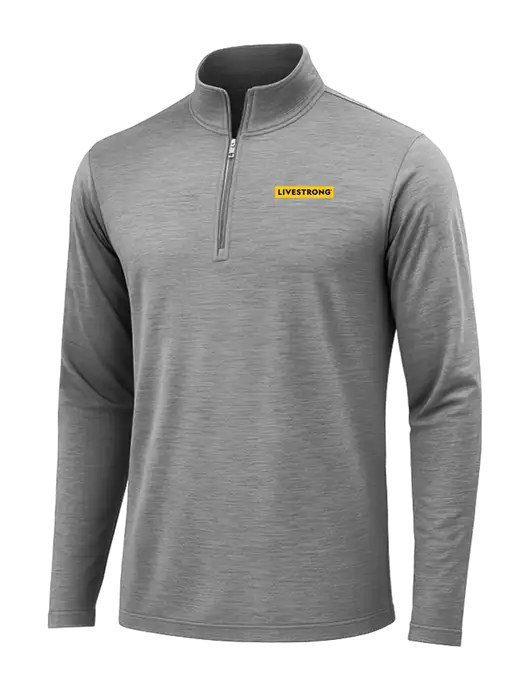 Dark Grey Heather Posicharge Tri-Blend Wicking 1/4 Zip Pullover w/LIVESTRONG Logo