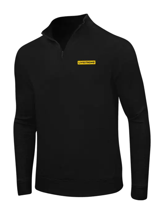 Deep Black/Charcoal Heather Interlock 1/4 Zip w/LIVESTRONG Logo