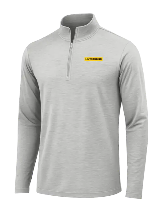 Light Grey Heather Posicharge Tri-Blend Wicking 1/4 Zip Pullover w/LIVESTRONG Logo