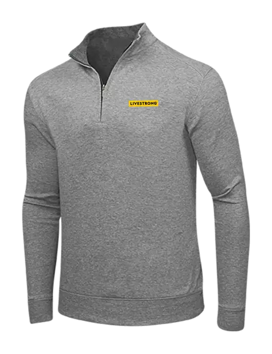 Medium Heather Grey/Charcoal Heather Interlock 1/4 Zip w/LIVESTRONG Logo