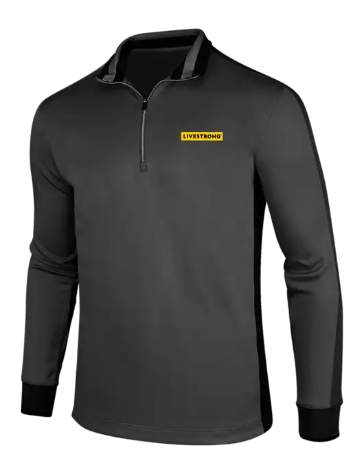 NIKE Anthracite Heather/Black Dry-Fit 1/2 Zip Cover-Up w/LIVESTRONG Logo