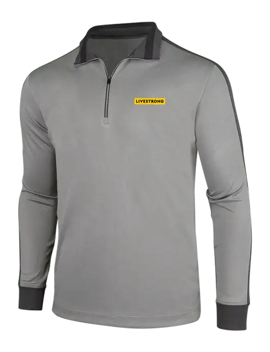 NIKE Athletic Grey/Heather Dark Grey Dry-Fit 1/2 Zip Cover-Up w/LIVESTRONG Logo