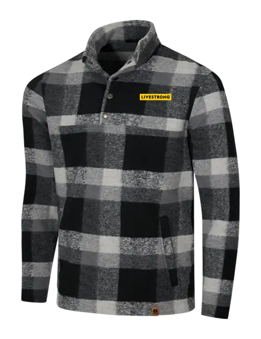 Russell Outdoors Black/White Plaid Basin Snap Pullover w/LIVESTRONG Logo