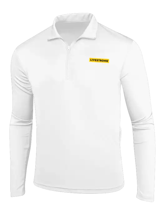 White PosiCharge Competitor 1/4 Zip Pullover w/LIVESTRONG Logo