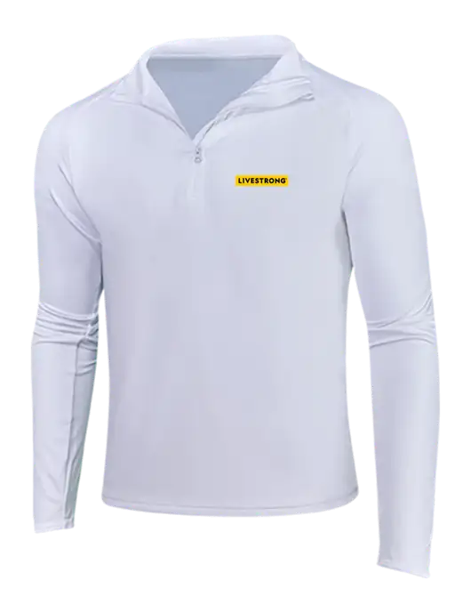 White Sport Wick Stretch 1/4 Zip Pullover w/LIVESTRONG Logo