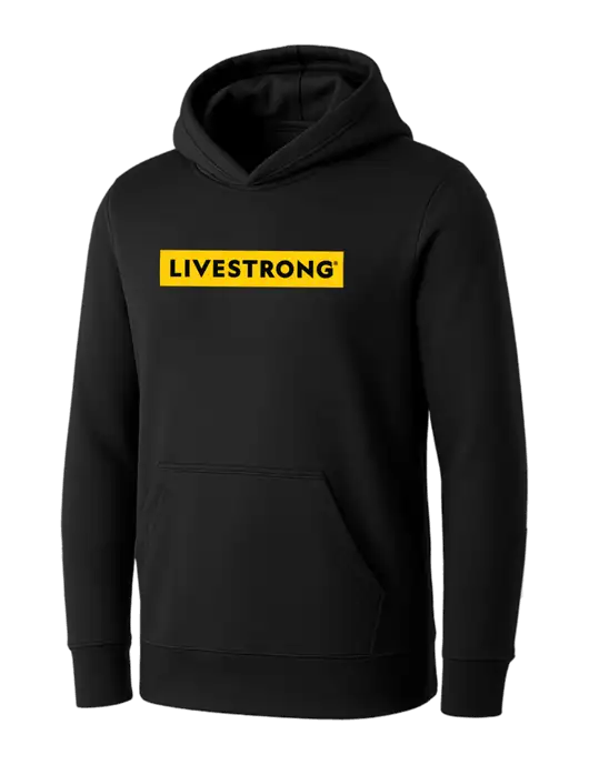 Womens Black Core Fleece Pullover Hooded Sweatshirt w/LIVESTRONG Logo