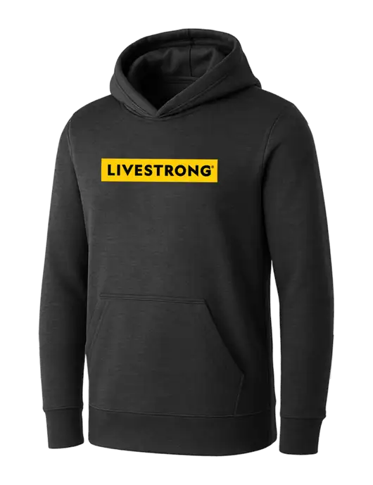 Womens Dark Grey Heather Core Fleece Pullover Hooded Sweatshirt w/LIVESTRONG Logo