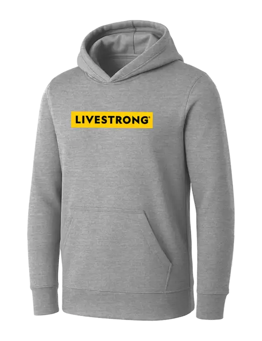 Womens Light Grey Heather Core Fleece Pullover Hooded Sweatshirt w/LIVESTRONG Logo