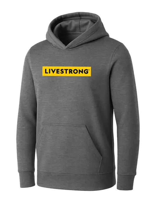 Womens Medium Grey Heather Core Fleece Pullover Hooded Sweatshirt w/LIVESTRONG Logo