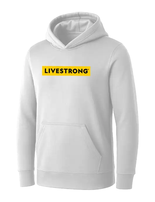 Womens White Core Fleece Pullover Hooded Sweatshirt w/LIVESTRONG Logo