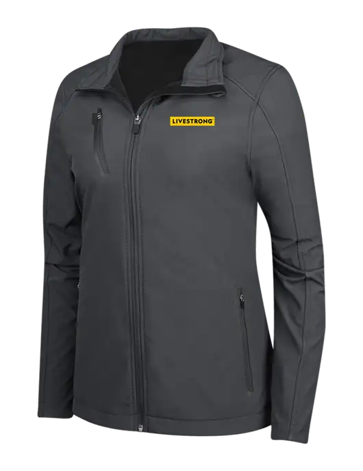 Dark Grey Womens Welded Softshell Jacket w/LIVESTRONG Logo