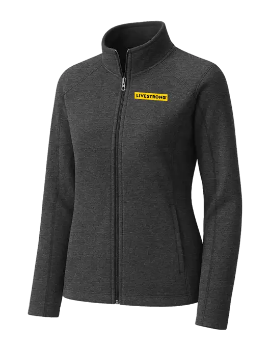 Charcoal Womens Heather Microfleece Full-Zip Jacket w/LIVESTRONG Logo