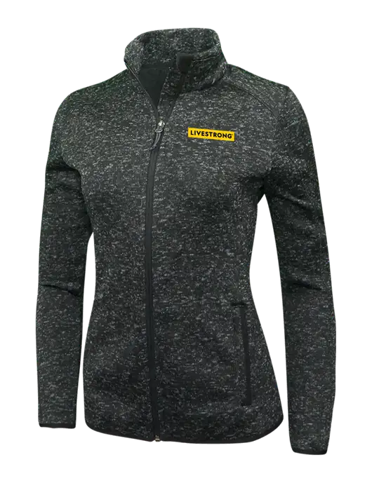 Black Heather Womens Sweater Fleece Jacket w/LIVESTRONG Logo