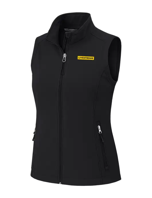 Black Womens Core Soft Shell Vest w/LIVESTRONG Logo
