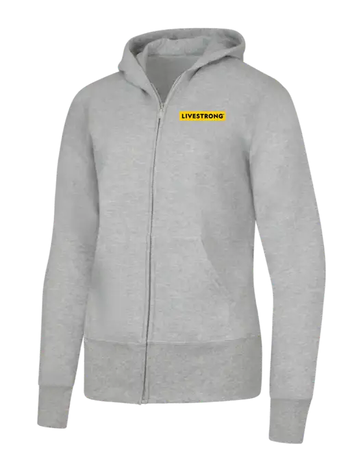 Grey Heather Womens Core Fleece Full-Zip Hooded Sweatshirt w/LIVESTRONG Logo