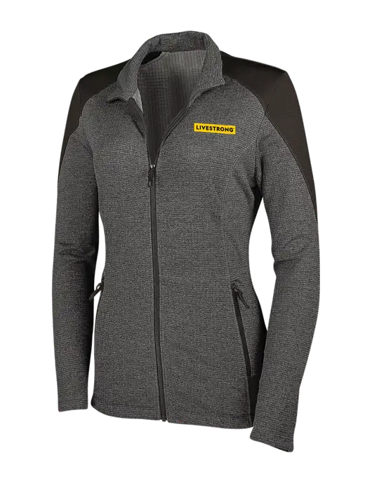 Medium Grey Heather Womens Grid Fleece Jacket w/LIVESTRONG Logo