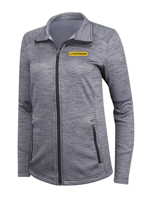 Medium Grey Womens Digi Stripe Fleece Jacket w/LIVESTRONG Logo