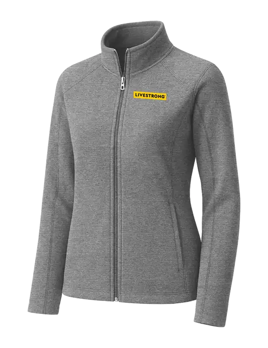 Medium Grey Womens Heather Microfleece Full-Zip Jacket w/LIVESTRONG Logo