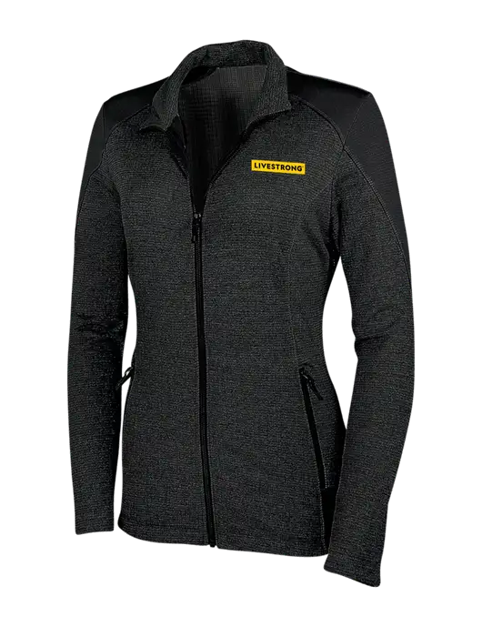 Womens Black Grid Fleece Jacket w/LIVESTRONG Logo