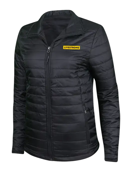 Womens Black Puffy Packable Jacket w/LIVESTRONG Logo