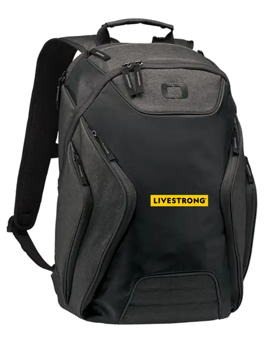 OGIO Black/Heather Grey Hatch Laptop Backpack
 w/LIVESTRONG Logo