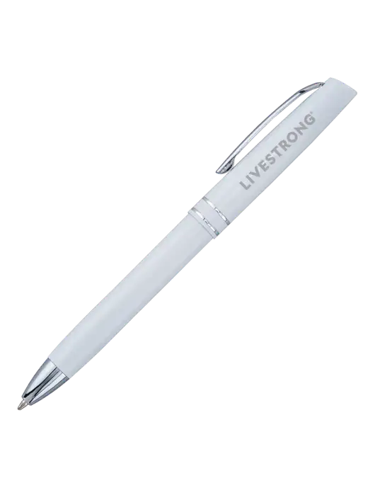White Anguilla Black Ink Pen w/LIVESTRONG Logo