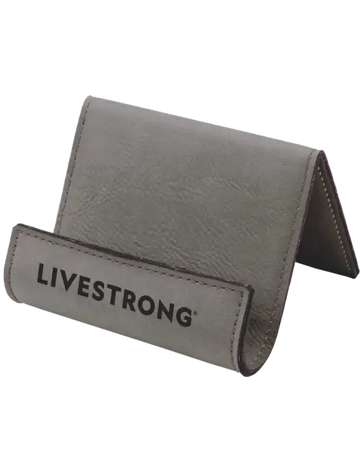 Grey Leatherette Card & Phone Holder w/LIVESTRONG Logo