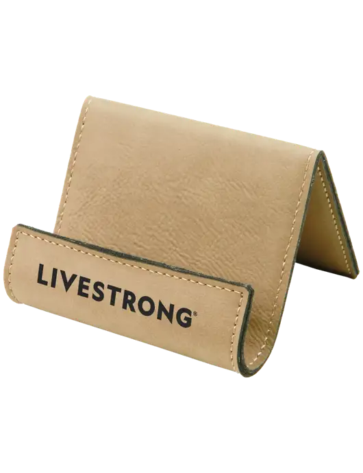 Tan Leatherette Card & Phone Holder w/LIVESTRONG Logo